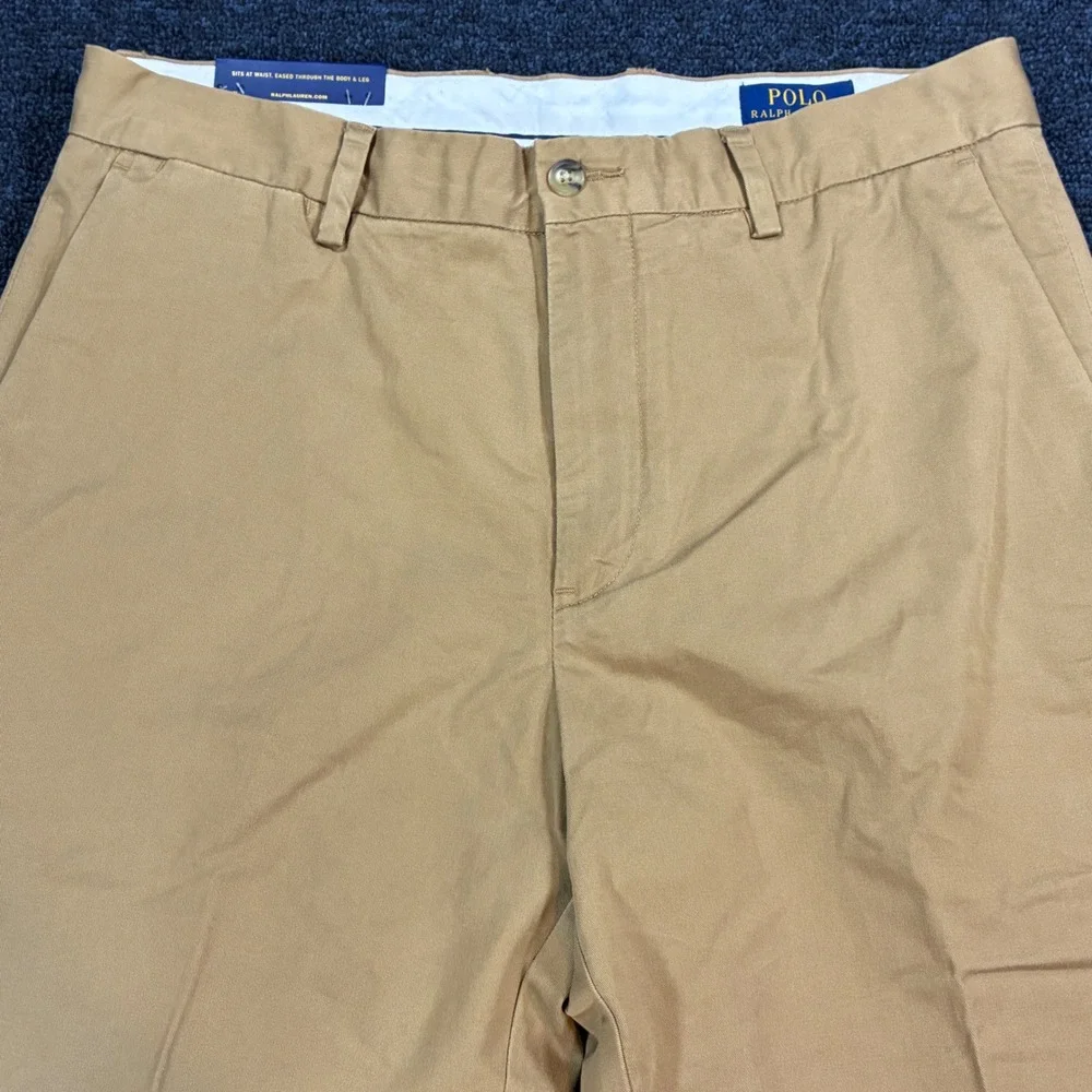 Polo Ralph Lauren Stretch Classic Fit Pants Mens 32x34 Tan Chino Khaki Cotton